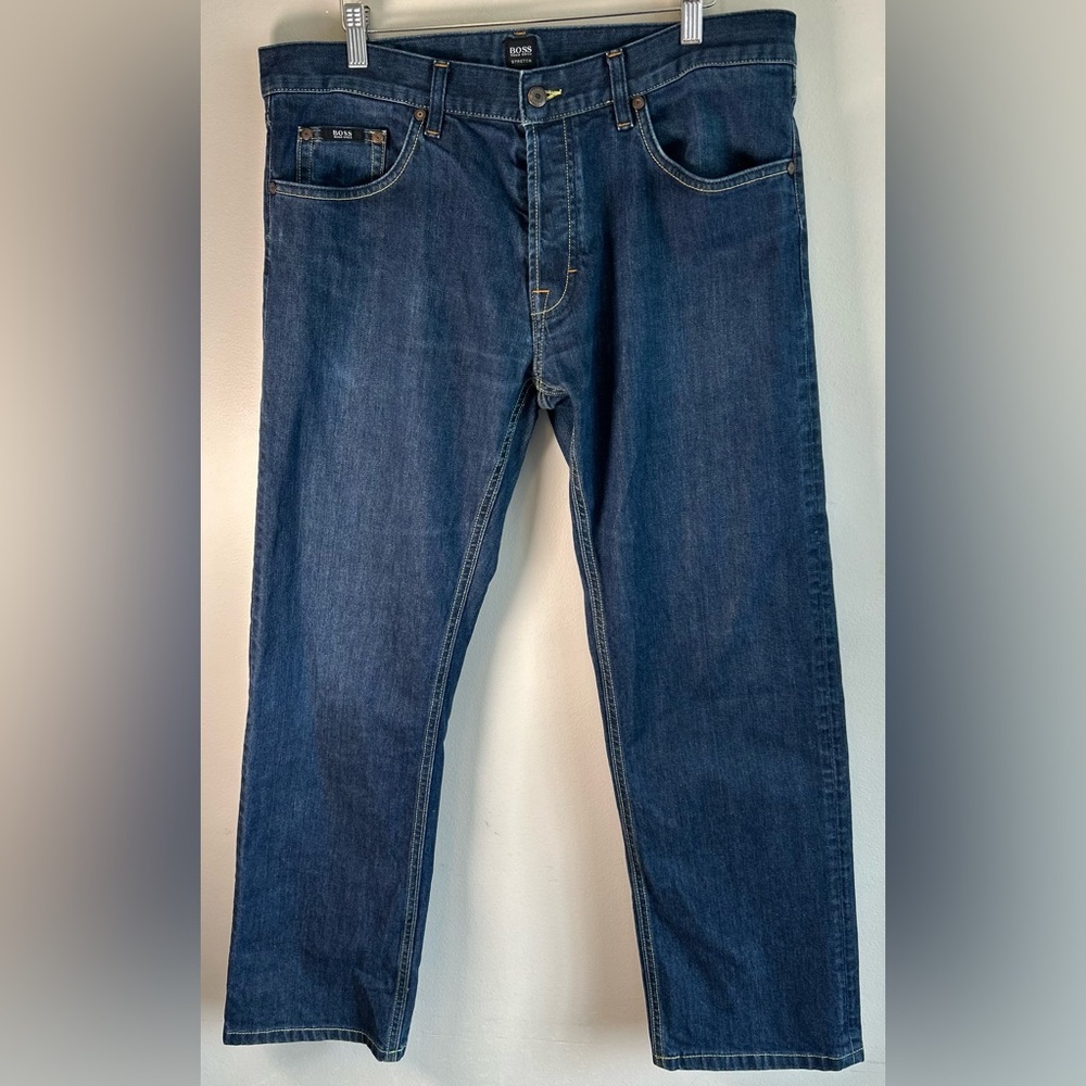 Hugo Boss Scout 1 Men’s Jeans Size 36X30 Straight Stretch Denim Button Fly EUC